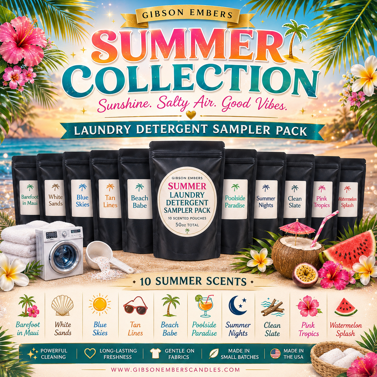 Laundry Detergent Sampler Pack- Summer Collection